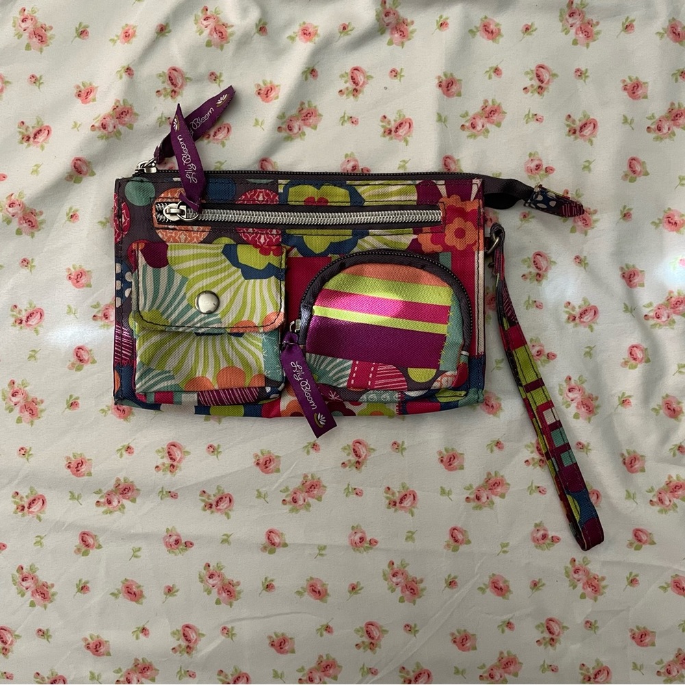 lily bloom colorful wristlet purse
